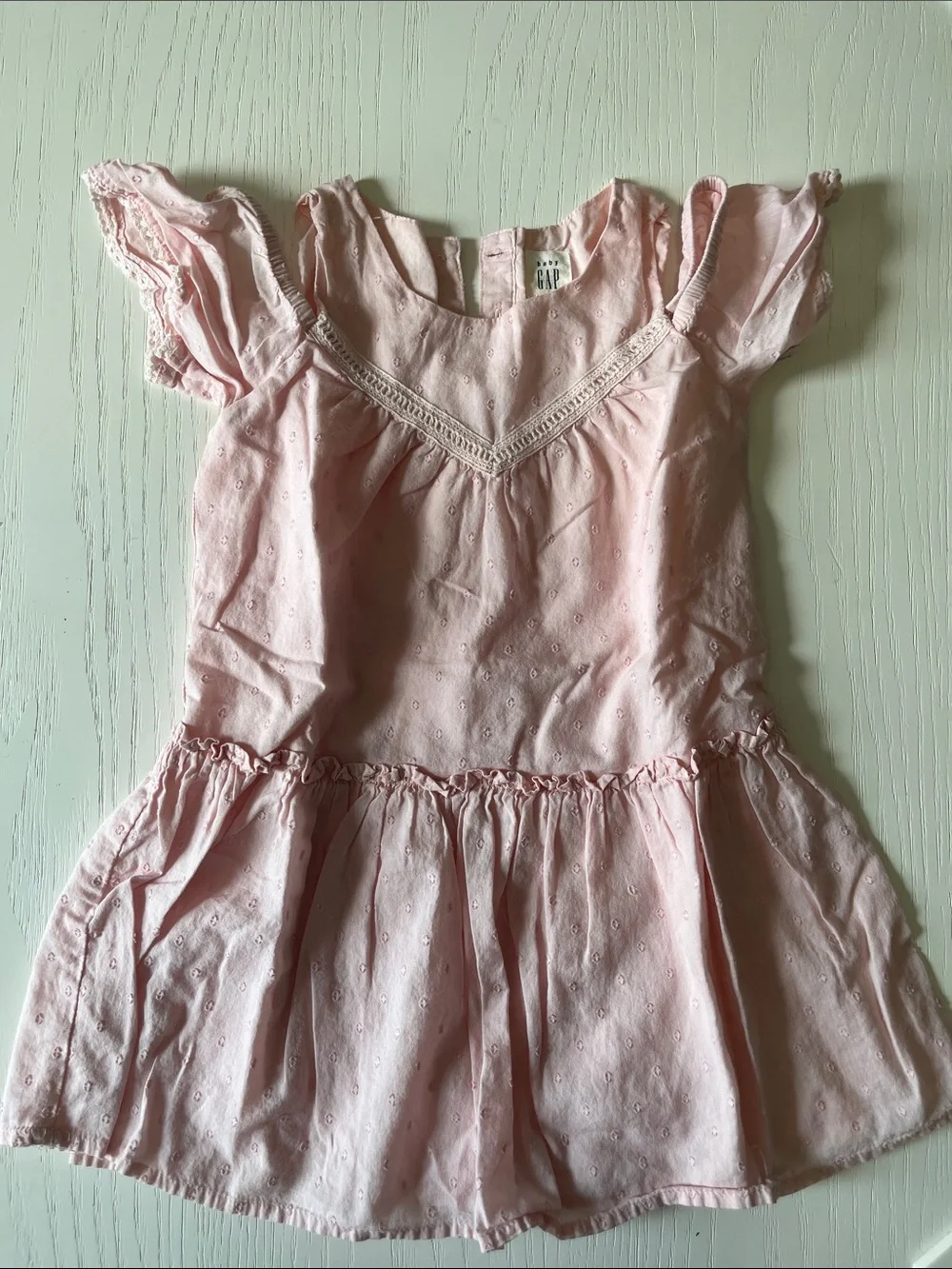 GAP Pink Eyelet Ruffle-Sleeve Dress